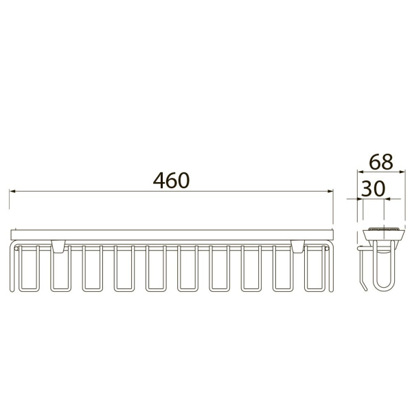 Вешалка для ремней и галстуков SMART, 460х70х75мм, без направляющих, белый