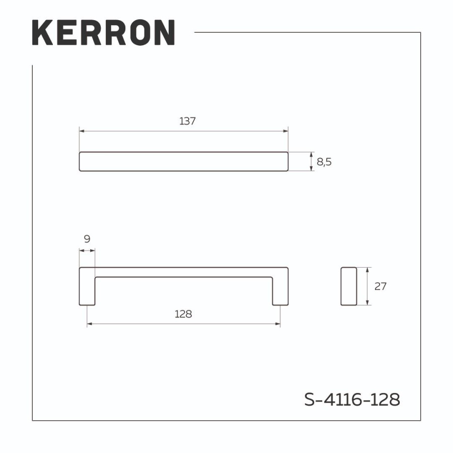 Ручка-скоба, 4116, 128мм, металл, матовый хром