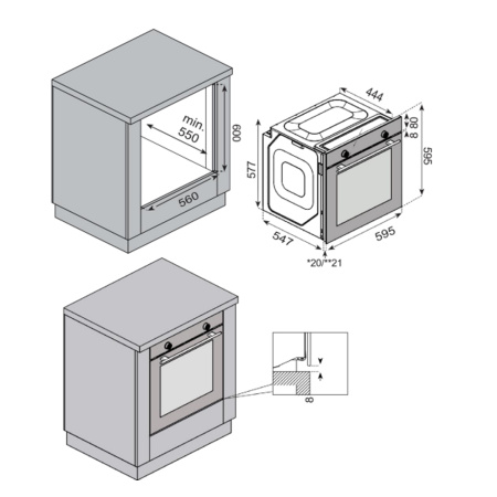 Духовой шкаф Konigin Barberry 60 BKХ LS10, 60см, черное стекло