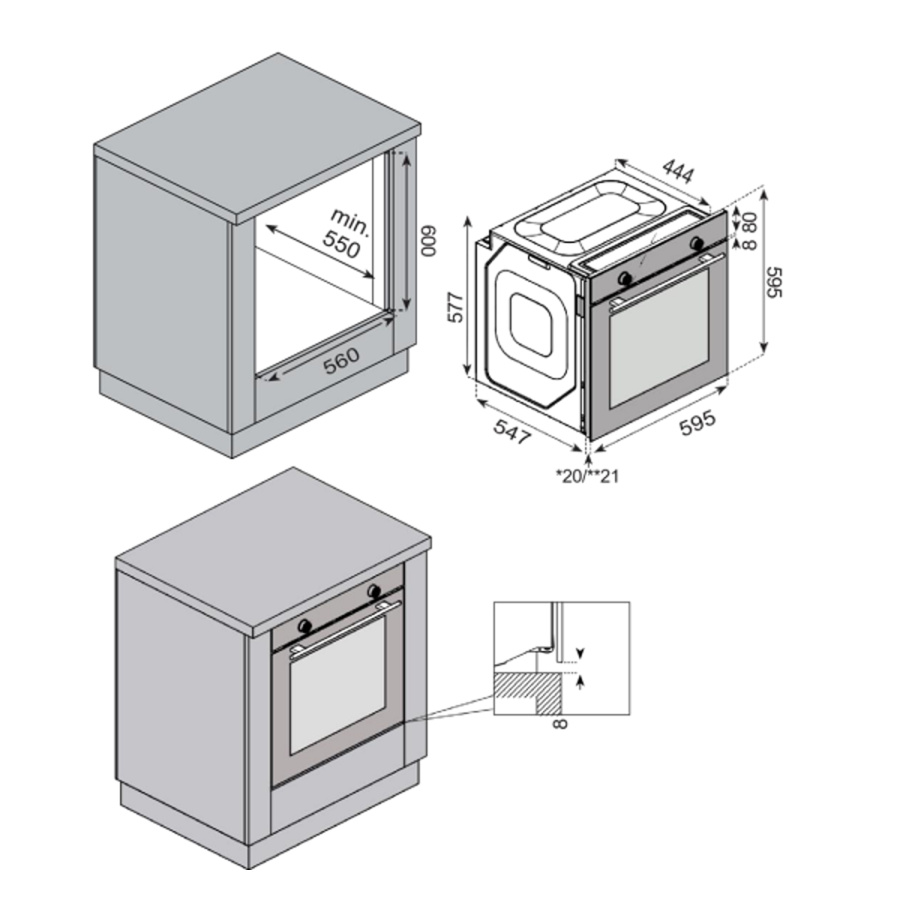 Духовой шкаф Konigin Barberry 60 BKХ LS10, 60см, черное стекло