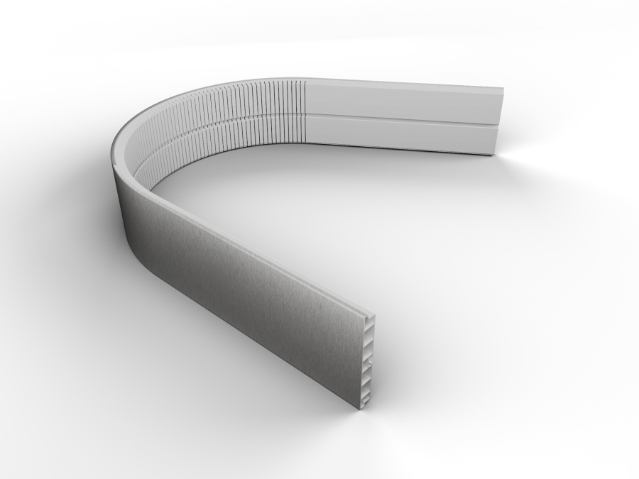 Цоколь гибкий, h=100мм, L=980мм, пластик, алюминий шлифованный (13), Россия