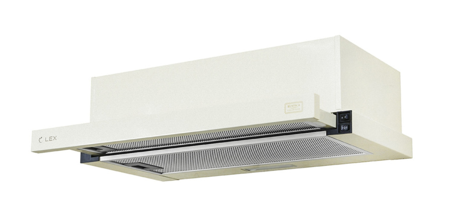 Вытяжка встраиваемая телескопическая HUBBLE 600 IV LIGHT, 60см, б/угольного фильтра, бел. антик, Lex