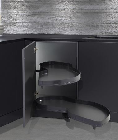 Механизм Леманс 600мм в угловой шкаф, 2 полки, H 600-750мм, правый, антрацит, Kessebohmer