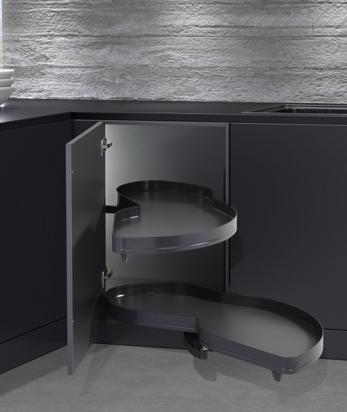 Механизм Леманс 600мм в угловой шкаф, 2 полки, H 600-750мм, правый, антрацит, Kessebohmer