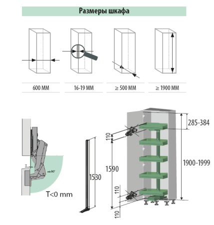 Колонна выкатная Конвой Лавидо, 5 корзин, 600х500х1900мм, в базу на 600мм, антрацит, Kessebohmer