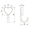 Крючок детский, HEART, сердце, однорожковый, металл/каучук, GTV