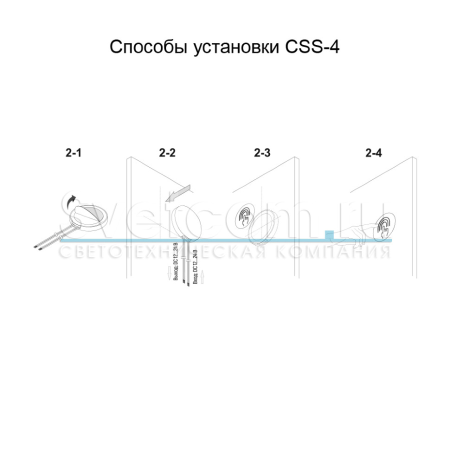 Выключатель емкостный накладной на касание через преграду ≤60мм, 12-24В/60-100Вт, шнур 1,5м, черный