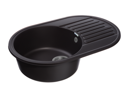 Мойка GranFest QUARZ 18, 737х478 мм, черный (овальная, без сифона)