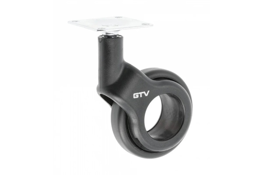 Опора колесная с площадкой, d=60мм, без стопора, пластик, черный, до 30кг, GTV
