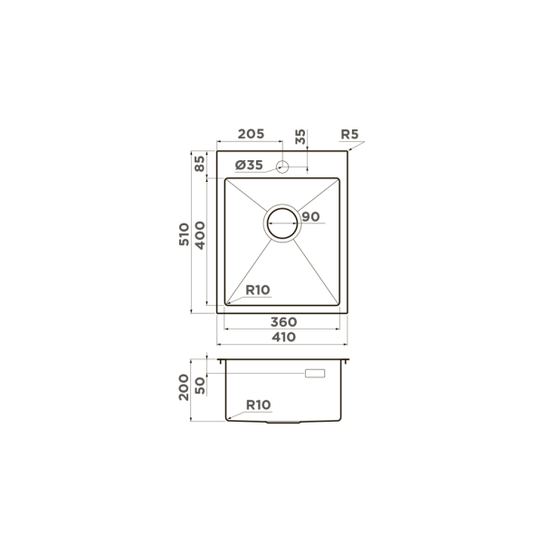 Мойка Akisame 41-GB, нержавеющая сталь, графит