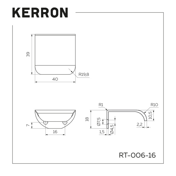 Ручка торцевая, RT-006-16 WT, 16мм, металл, белый матовый