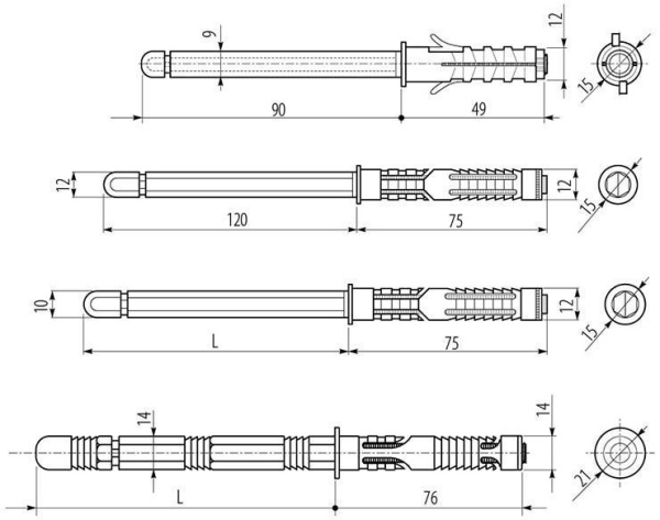 Полкодержатель скрытый d=14мм, L=120мм, сталь/пластик, 25кг на пару, GTV