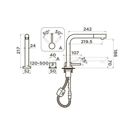 Смеситель Nara-S-LG, латунь, светлое золото