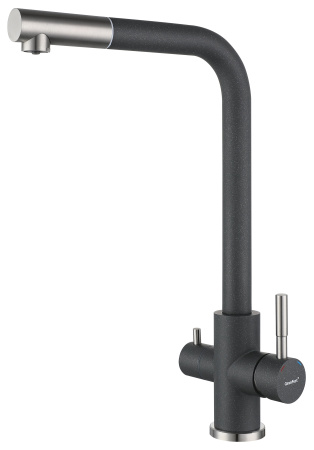 Смеситель GranFest Quarz Z-5421, с краном питьевой воды, темно-серый