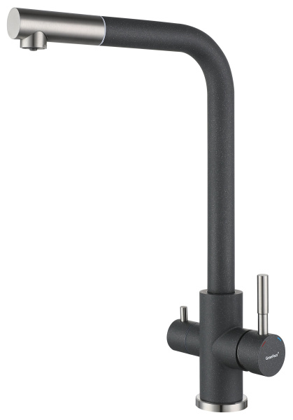 Смеситель GranFest Quarz Z-5421, с краном питьевой воды, темно-серый