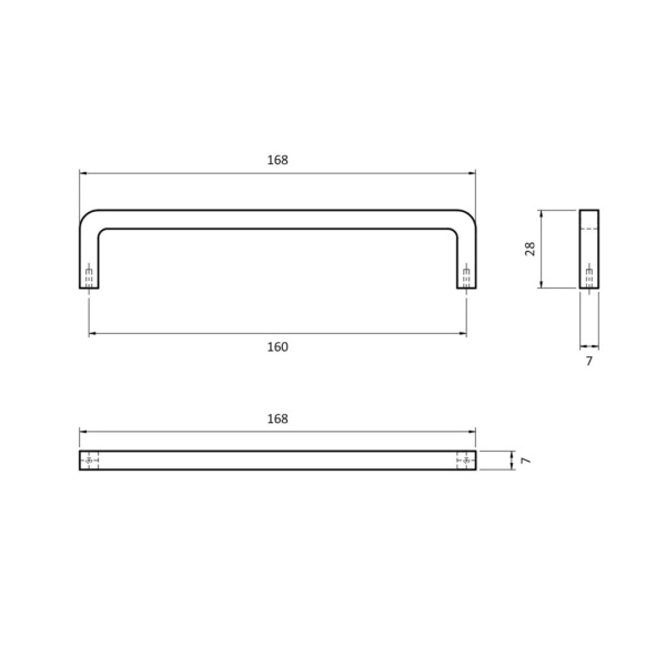 Ручка-скоба, PURA, 0487160Z01, 160мм, металл, темный хром, Viefe