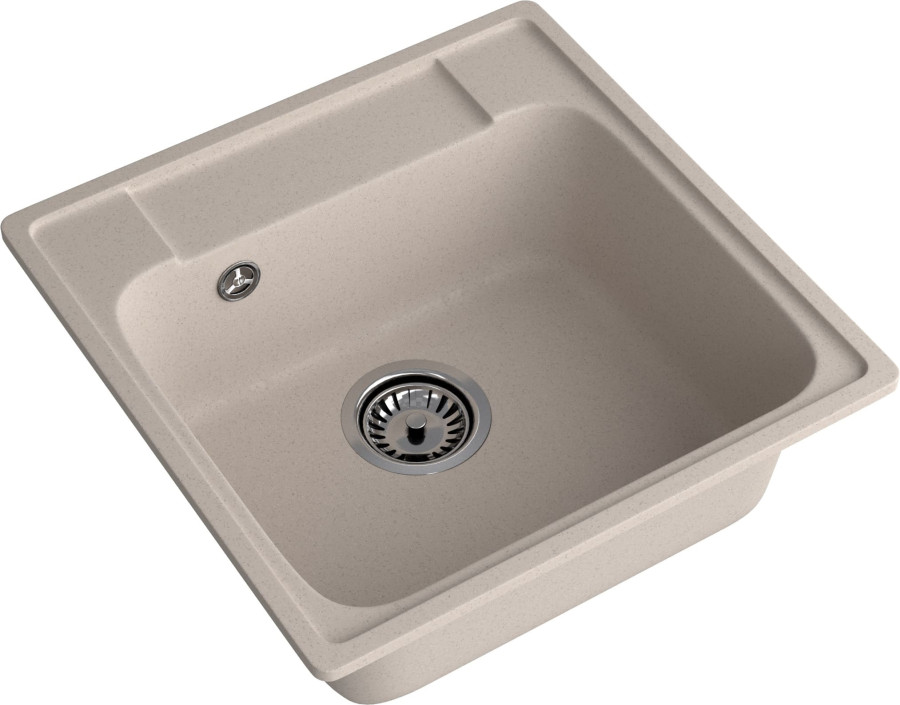 Мойка ЭкоМ 4848, 480х480мм, кварц, песочный (без сифона)