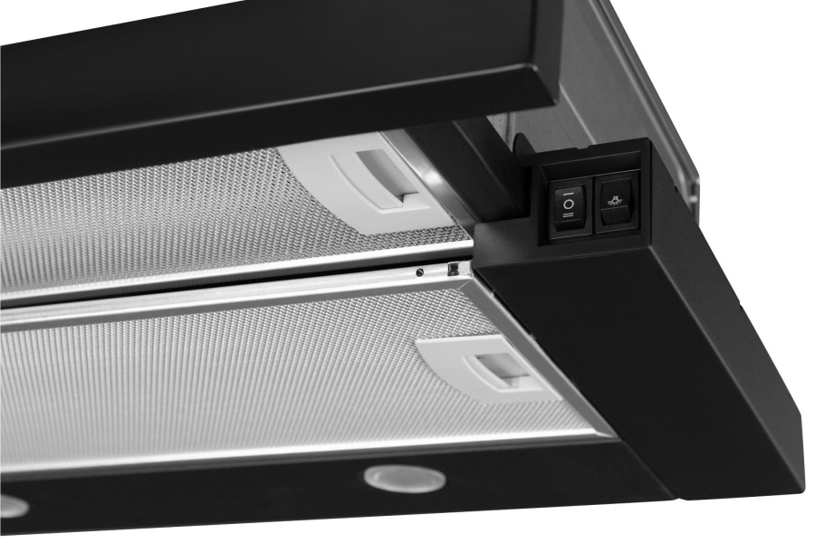 Вытяжка встраиваемая телескопическая Rebus Smooth Black, 60 см, б/уг. фильтра, черный, Konigin