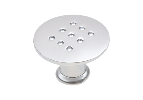 Ручка-кнопка "точки", d=28мм, h=20мм, металл, матовый хром, CMF