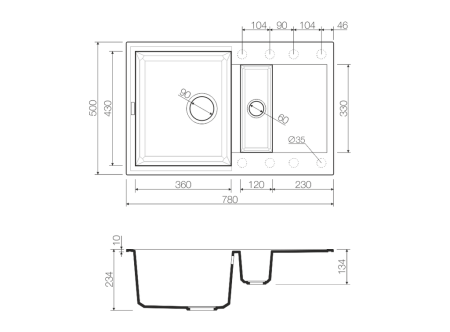 Мойка Sakaime 78-2-WH, Tetogranit/белый