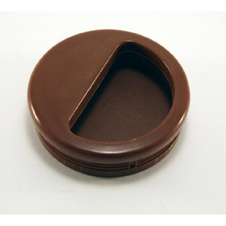 Ручка врезная круглая, d=50мм, пластик, коричневый