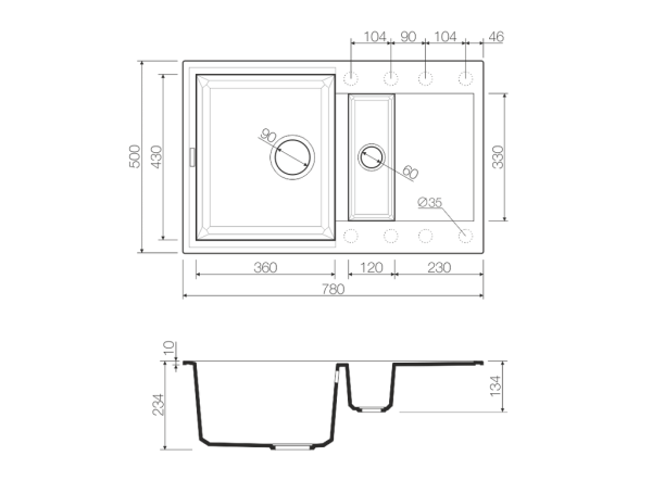Мойка Sakaime 78-2-PL, Tetogranit/платина
