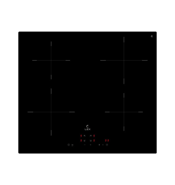 Варочная панель индукционная EVI 640A BL, 60 см, стеклокерамика, черный, Lex