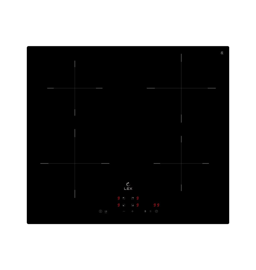 Варочная панель индукционная EVI 640A BL, 60 см, стеклокерамика, черный, Lex