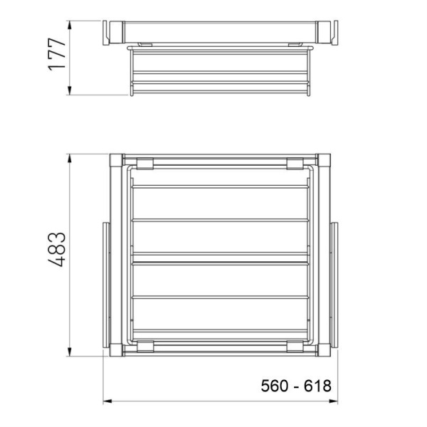 Полка для обуви ELITE, 600мм, 490х530х160мм, полное выдвижение, с довод, сталь, графит