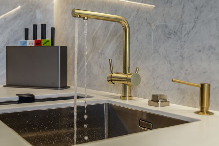 Смеситель Nagano-PVD-G, латунь, светлое золото