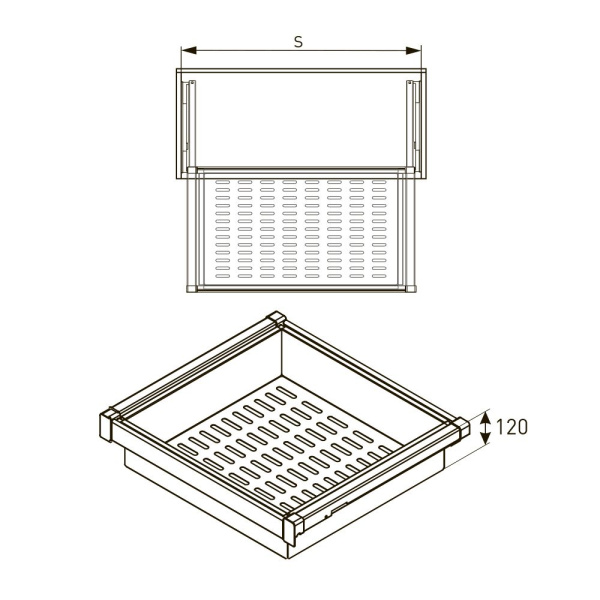 Корзина для белья в шкаф на 600мм, 485х530х120мм, полное выдвижение, с доводчиком, графит