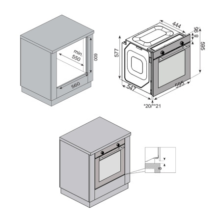 Духовой шкаф Konigin Barberry 60 BKF MR7, 60см, черное стекло