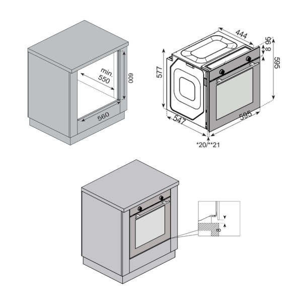 Духовой шкаф Konigin Barberry 60 BKF MR7, 60см, черное стекло
