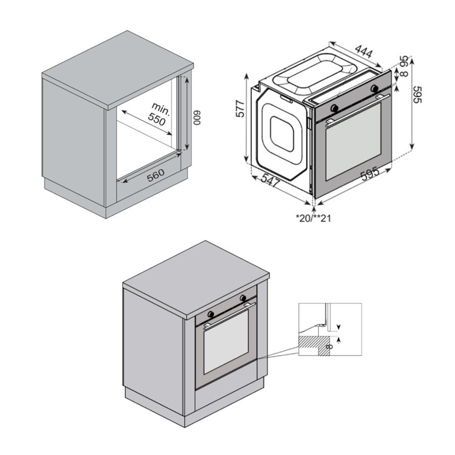 Духовой шкаф Konigin Barberry 60 BKF MR7, 60см, черное стекло