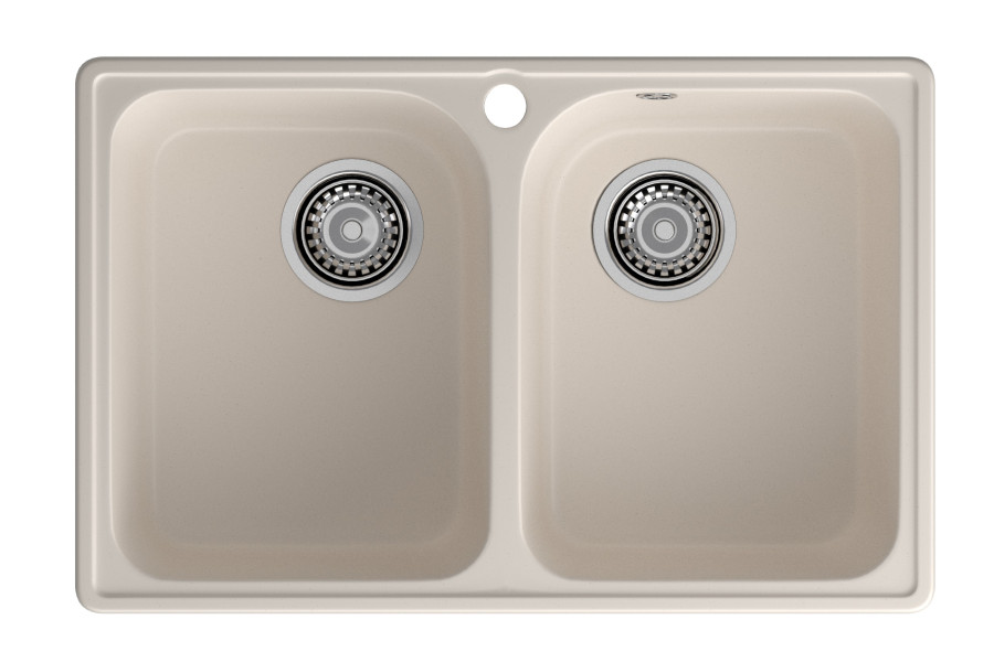 Мойка ЭкоМ 7448-2, 740х480мм, кварц, белый (без сифона)