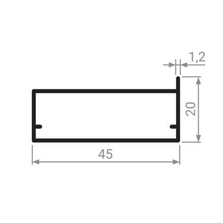 MZ12 Алюминиевый профиль для стекла, 45х20мм, L=6000мм, латунь