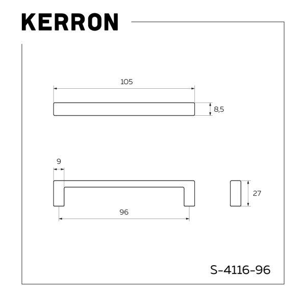 Ручка-скоба, 4116, 96мм, металл, черный матовый