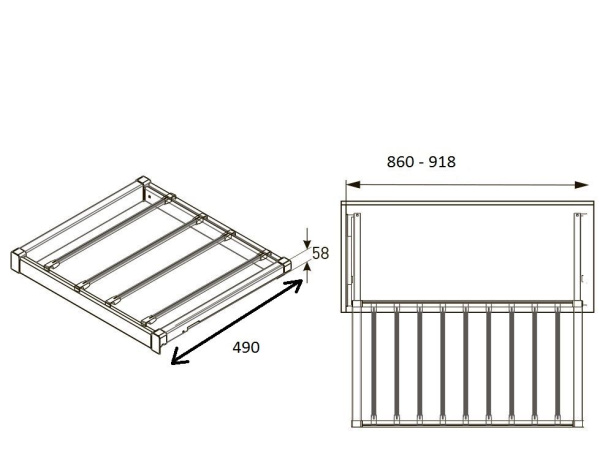 Вешалка для брюк в шкаф на 900мм, 490х820х55, с доводчиком, полное выдвижение, белый