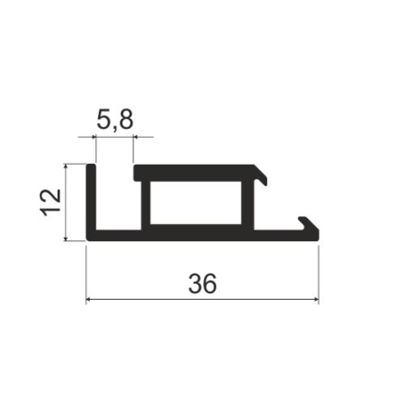 Профиль для световой полки, L=5000мм, черный