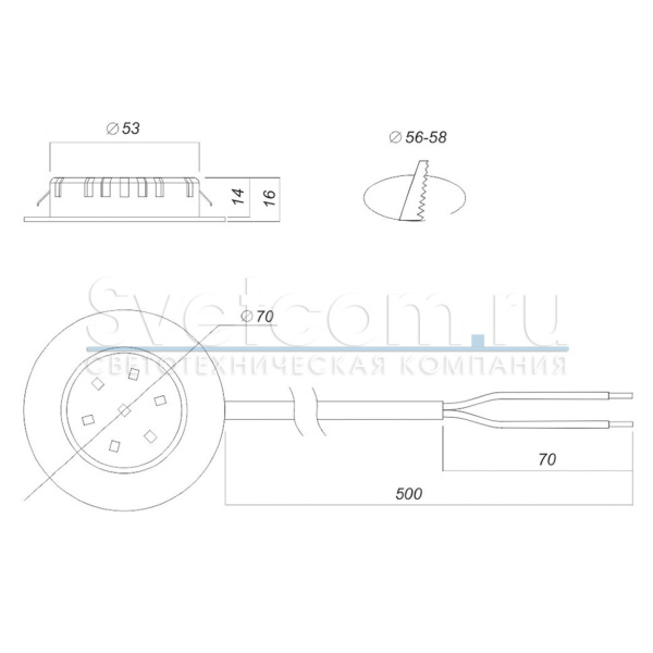 Светильник врезной LED Polus-E, ≈220V/3.2W/130Lm/3000K/120°, Ø70мм, бел.корп., хром