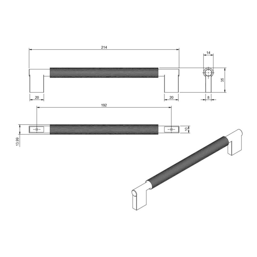 Ручка-скоба, ARPA, 0583192L24, 192мм, металл, сталь, Viefe