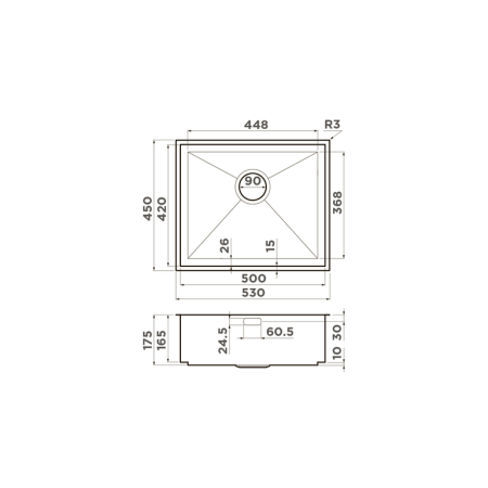 Мойка Kasen 53-INT LG, нержавеющая сталь, светлое золото  