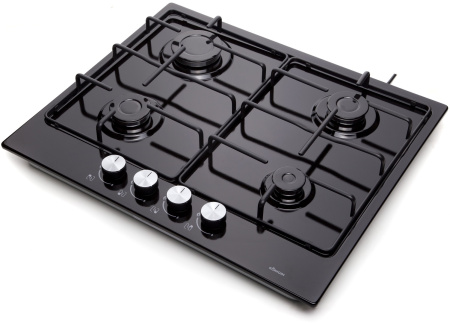 Варочная панель газовая Spark 604 BKE, 60 см, черная глянцевая эмаль, Konigin