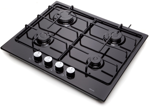 Варочная панель газовая Spark 604 BKE, 60 см, черная глянцевая эмаль, Konigin