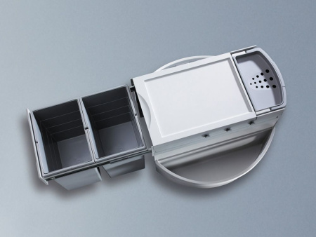 Система сортировки "Rondo", 2х20л, 1х12,5л, 336x700x351мм, в угловой шкаф, светло-серый