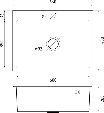 Мойка GranFest METAL 6545, 650х450 мм, нерж. сталь PVD, графит