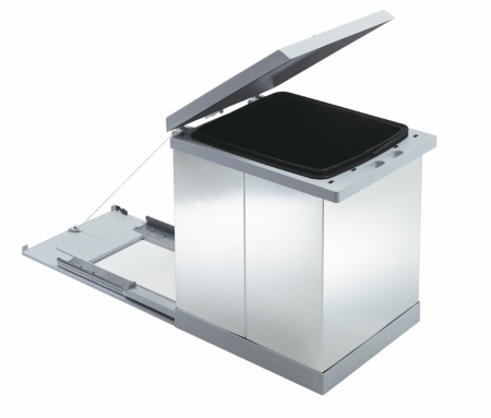 Контейнер для мусора, 18л, 264х440х360мм, в шкаф 350мм, нерж. сталь/пластик