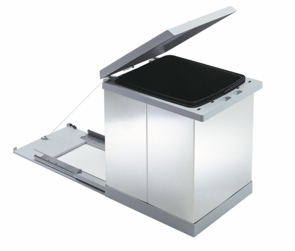 Контейнер для мусора, 18л, 264х440х360мм, в шкаф 350мм, нерж. сталь/пластик