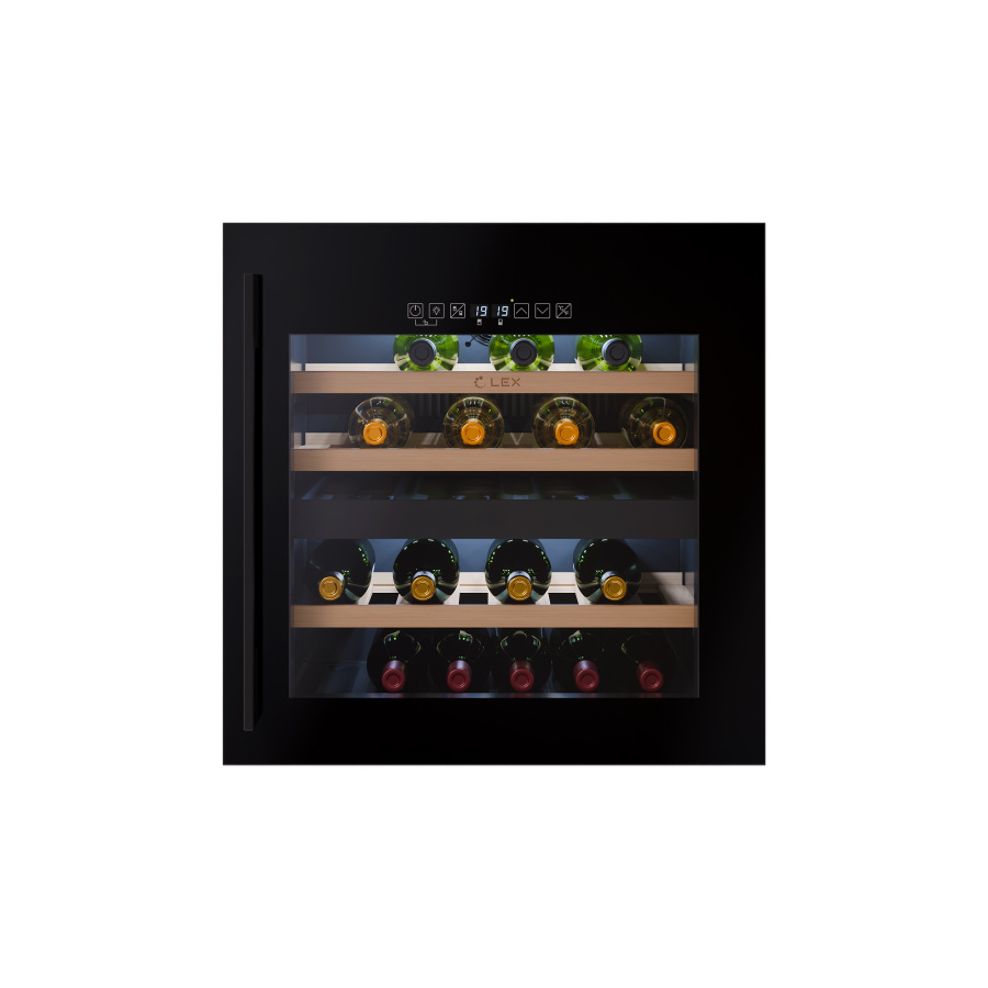 Винный шкаф LWD6036BL DUAL ZONE S, 595х590х563 мм, стекло, черный, Lex