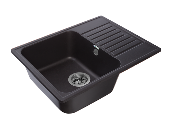 Мойка GranFest QUARZ 13, 617х480 мм, черный (прямоугольная, без сифона)